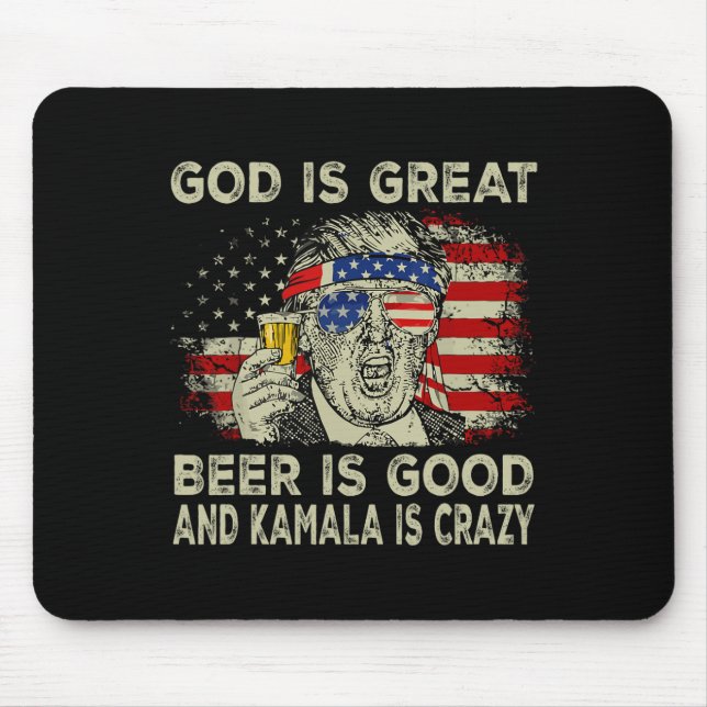 Mousepad Deus É Cerveja Excelente É Boa E Kamala É Louca (Frente)