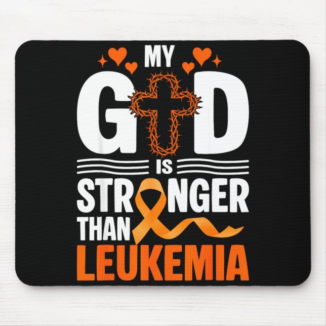 Mousepad Deus é mais forte do que leucemia jesus cristão (Frente)