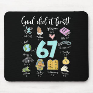 Mousepad Deus Vintage Fez Primeiro 67 Seis Sete Meme Cristã