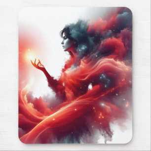 Mousepad Deusa Celestial Cósmica Galáxia Nuvem Vermelha Abs