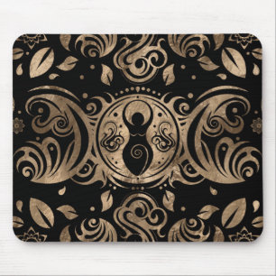 Mousepad Deusa da Lua Tripla Dourada e Preta