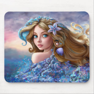 Mousepad Deusa do Mar das Sereias Ninfa Siren Arte Submarin