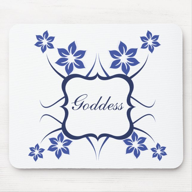Mousepad Deusa Floral Mousepad, Azul Vibrante (Frente)