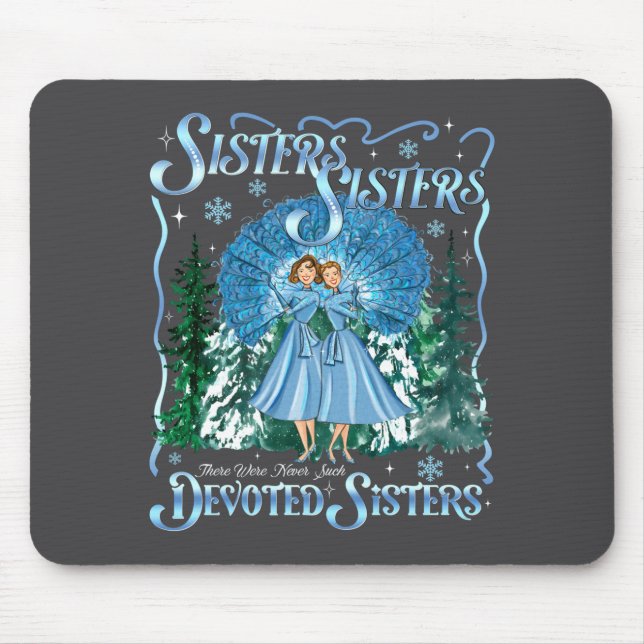 Mousepad Devoted Sisters Merry Christmas White Xmas Pajamas (Frente)