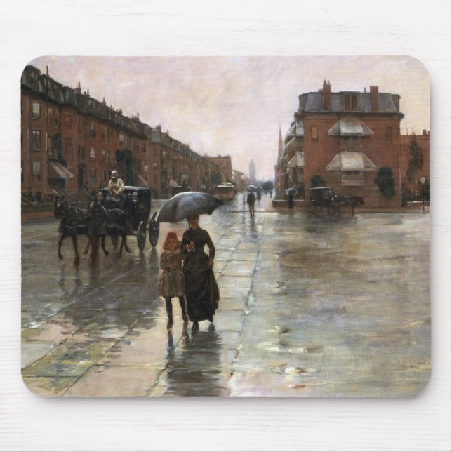 Mousepad Dia da Chuva, Boston por Frederick Childe Hassam (Frente)