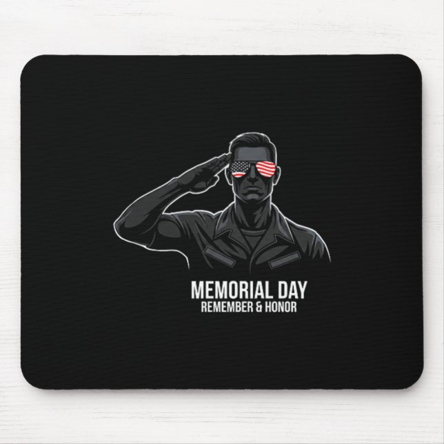 Mousepad Dia da Memória Bandeira EUA Lembrar Honra Premium (Frente)