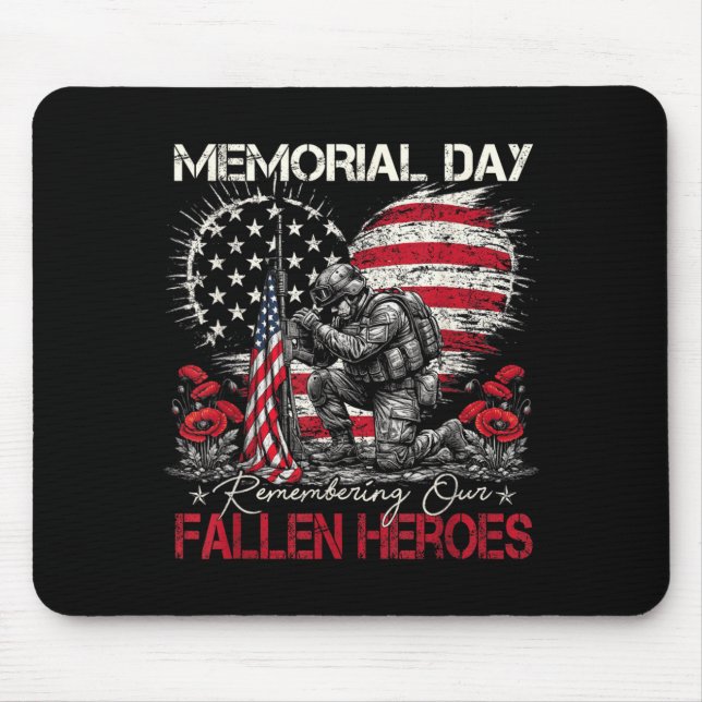 Mousepad Dia da Memória Lembrando Bandeira de Heróis Caídos (Frente)