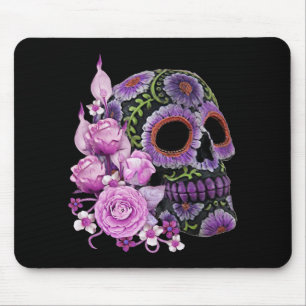 Mousepad Dia da Morte - Pano De Açúcar Preto, Floral, Rosa