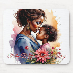 Mousepad Dia das Mães Arte de Amor em Aquarela Africana