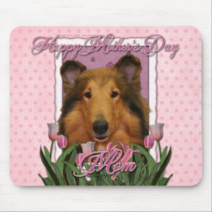 Mousepad Dia das mães - tulipas cor-de-rosa - Collie -