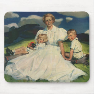 Mousepad Dia das Mães Vintage, Mãe com Filhos