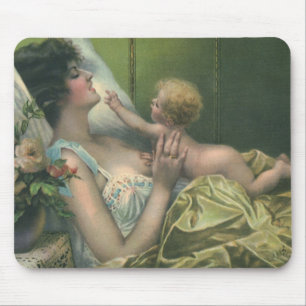 Mousepad Dia das Mães Vitoriano Antigo, Mãe com Bebê