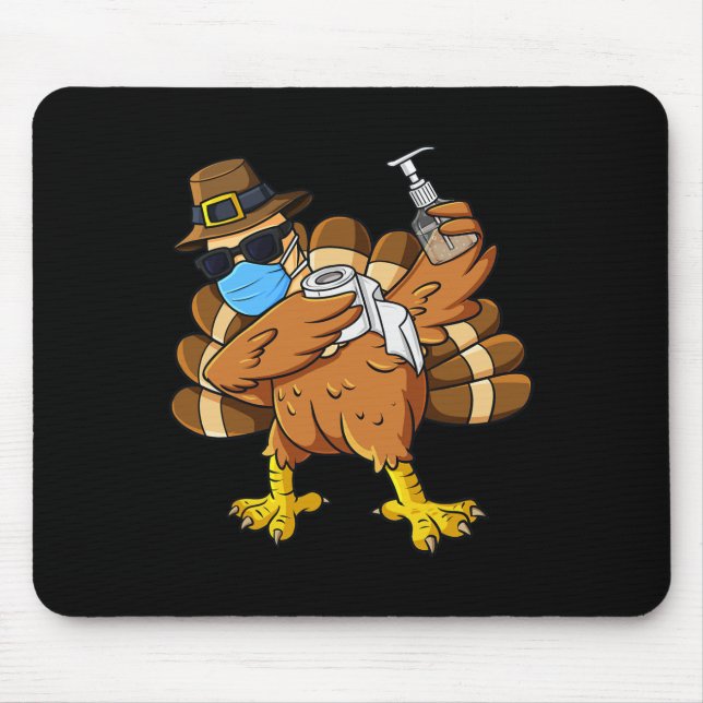 Mousepad Dia de Ação de Graças Dabbing Turkey Pergrim Boys  (Frente)