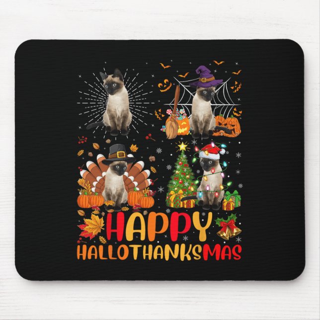 Mousepad Dia de Ação de Graças de Halloween Natal Siamese C (Frente)