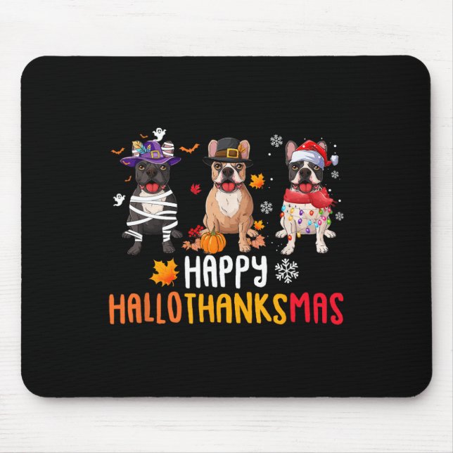 Mousepad Dia de Ação de Graças de Halloween Touro Francês E (Frente)