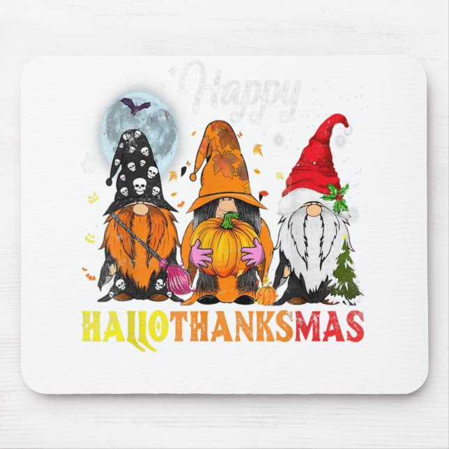 Mousepad Dia de Ação de Graças dos Gnomos Happy Hallothanks (Frente)