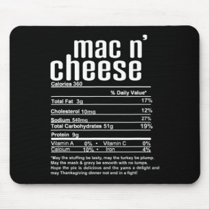 Mousepad Dia de Ação de Graças Natal Mac N Queijo Informaçõ