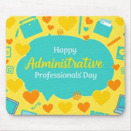 Mousepad Dia de Administrador Alegre Ícones de Escritório A