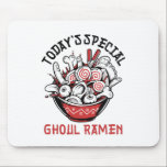 Mousepad Dia de as Bruxas engraçado Menu Ghoul Ramen<br><div class="desc">O Menu Especial de hoje. Ghoul Ramen. Engraçada e assustadora design para sua festa de Halloween. Legal e incrível mercadoria para aqueles que amam anime, comidas japonesa, assistindo filmes de terror e indo a Trick ou Treat na noite de Halloween. Isto vai bem com a sua decoração assustadora e assustadora...</div>