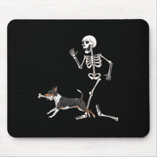 Mousepad Dia de as Bruxas engraçado Rat Terrier E Esqueleto