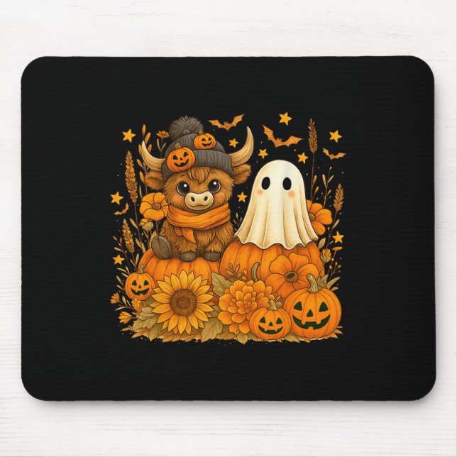 Mousepad Dia de as Bruxas engraçado Vaca Fantasma Spooky, A (Frente)