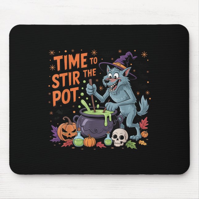 Mousepad Dia de as Bruxas engraçado Werewolf Hora De Agitar (Frente)
