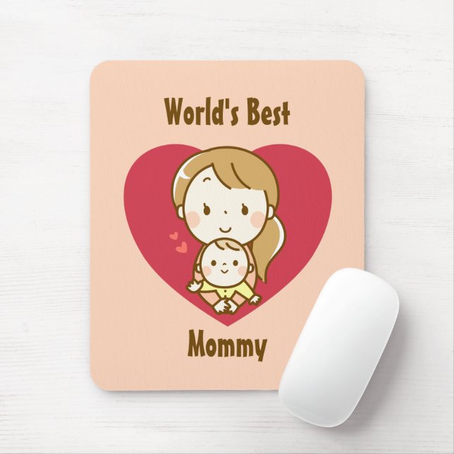 Mousepad Dia de as mães de desenho de kawaii fofo para mãe  (Com mouse)