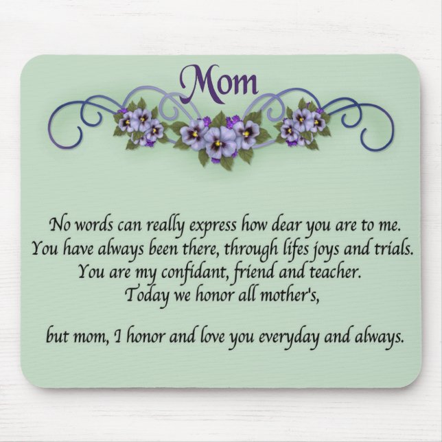 Mousepad Dia de as mães Pansy Scrolls (Frente)