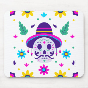 Mousepad dia de los muertos crânio floral