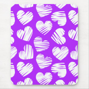 Mousepad Dia de os namorados Cardíaco Branco Roxo Moderno