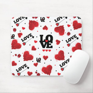 Mousepad Dia de os namorados de padrões de corações verm