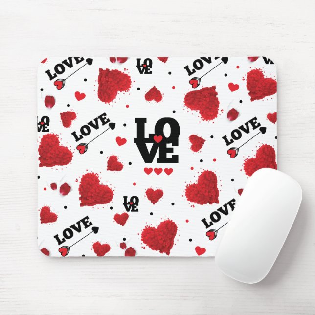 Mousepad Dia de os namorados de padrões do Red Heart (Com mouse)