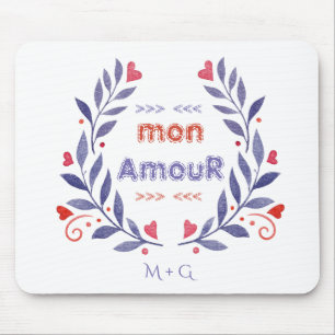 Mousepad Dia de os namorados de Tipografia Chic Wreath Mon 