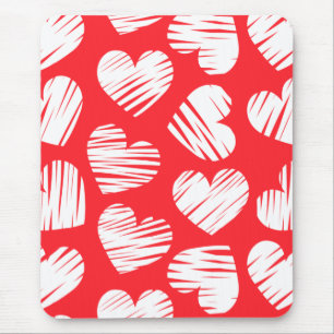 Mousepad Dia de os namorados do Coração Vermelho e Branco M