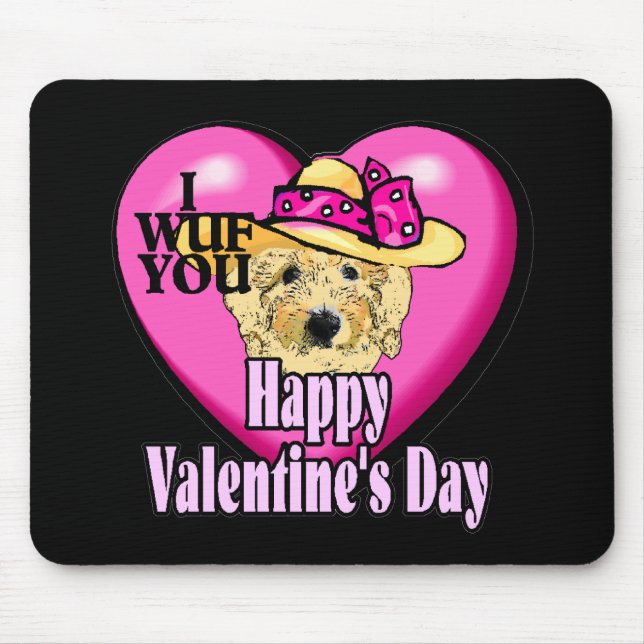 Mousepad Dia de os namorados Goldendoodle (Frente)
