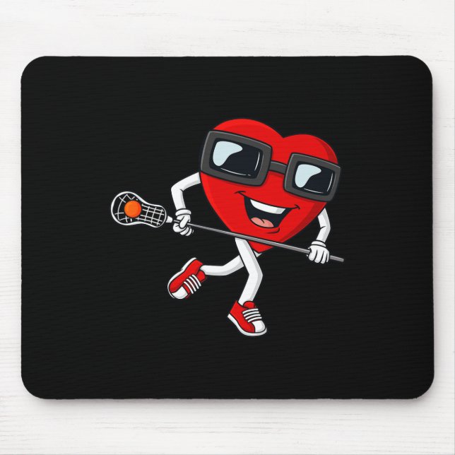 Mousepad Dia de os namorados Heart Holding Lacrosse Stick B (Frente)