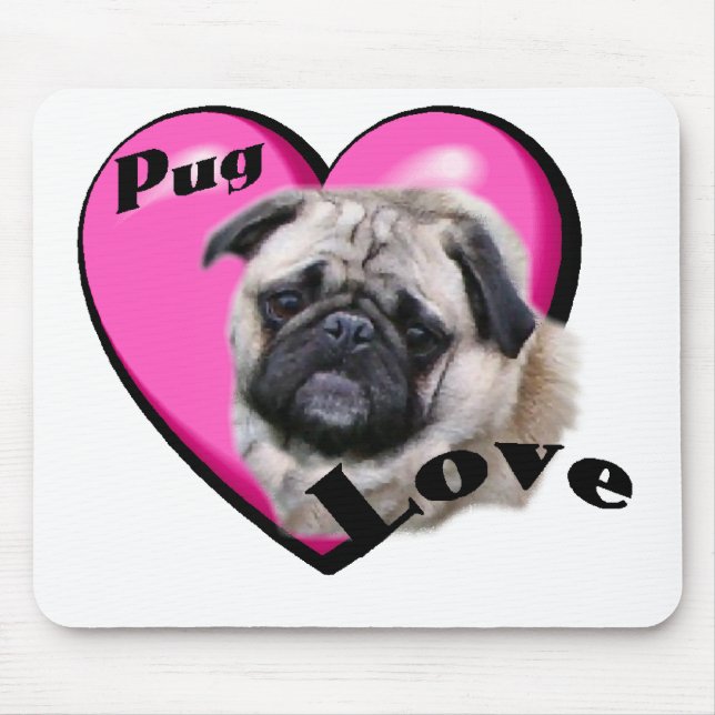 Mousepad Dia de os namorados Pug (Frente)