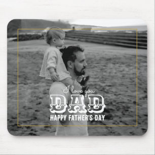 Mousepad Dia de os pais Clássico Foto Branca Preta Adoro Pa