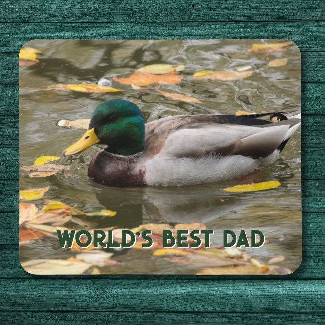 Mousepad Dia de os pais de Texto Personalizado do Pato Masc (For the duck loving dad, this mousepad with custom text is a great Father's Day gift. )
