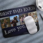 Mousepad Dia de os pais foto colagem melhor pai personaliza<br><div class="desc">O MELHOR PAI NUNCA A tipografia branca em tons roxos e escuros marinho azul quadro de rato Feliz Dia de os pais personalizado com as suas 4 fotografias,  o seu texto e a sua assinatura.</div>