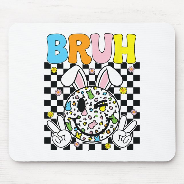 Mousepad Dia de Páscoa Bruh Coelho Engraçado Ovos Cara Sorr (Frente)