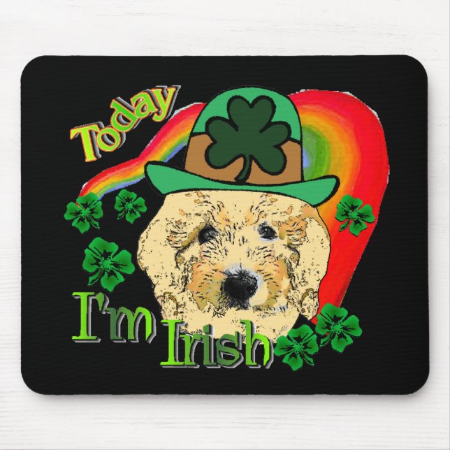 Mousepad Dia de São Patrício Goldendoodle (Frente)