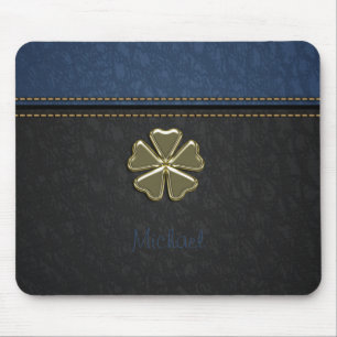 Mousepad Dia de São Patrício Shamrock, Couro Azul