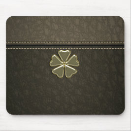 Mousepad Dia de São Patrício Shamrock, Couro Marrom