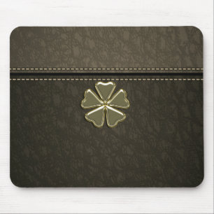 Mousepad Dia de São Patrício Shamrock, Couro Marrom