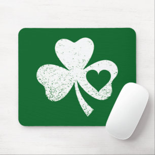 Mousepad Dia de São Patrício Verde Coração de Trevo Irlandê