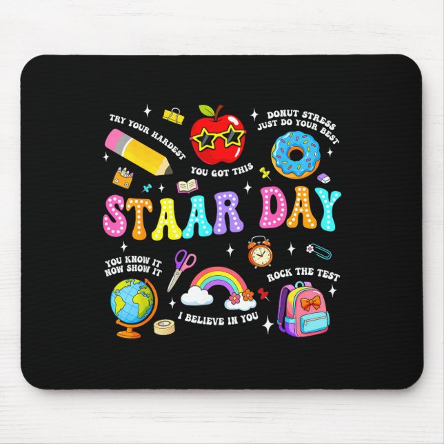 Mousepad Dia de Staar teste professor aluno positivo profes (Frente)
