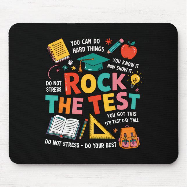 Mousepad Dia de Teste Divertido Professor Aluno Teste Te (Frente)