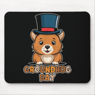 Mousepad Dia Divertido do Tatu Feliz 2 de Fevereiro Feriado