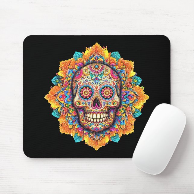 Mousepad Dia do Crânio do Açúcar Morto (Com mouse)